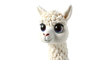 cheerful alpaca with unique personality isolated on white for animal welfare campaigns