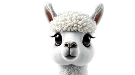 Naklejka premium smiling alpaca face with bright white background for use in branding of alpaca wool products
