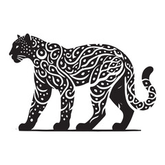 Simplified leopard silhouette for unique media applications - Leopard illustration - minimallest leopard vector
