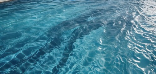 Fototapeta premium Turbulent blue water, ripped surface, swimming pool ripples, texture, blue