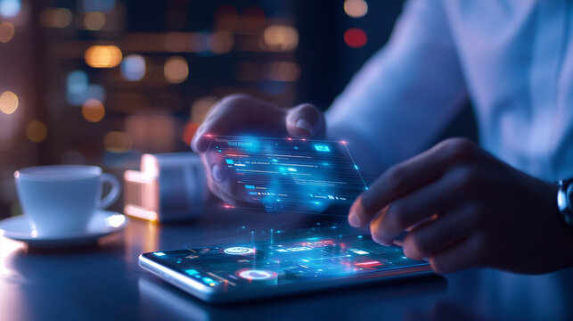 Smartphone Interaction with Holographic App and Modern Workspace