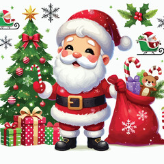 Christmas Santa Claus Isolated on white Background. Vector illustration. on white background 