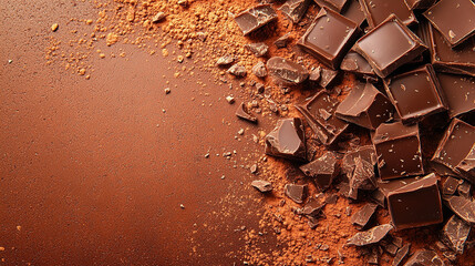 chocolate bar on a brown background, symbolizing indulgence and temptation. The empty space evokes feelings of chaos, imperfection, and the randomness of life.