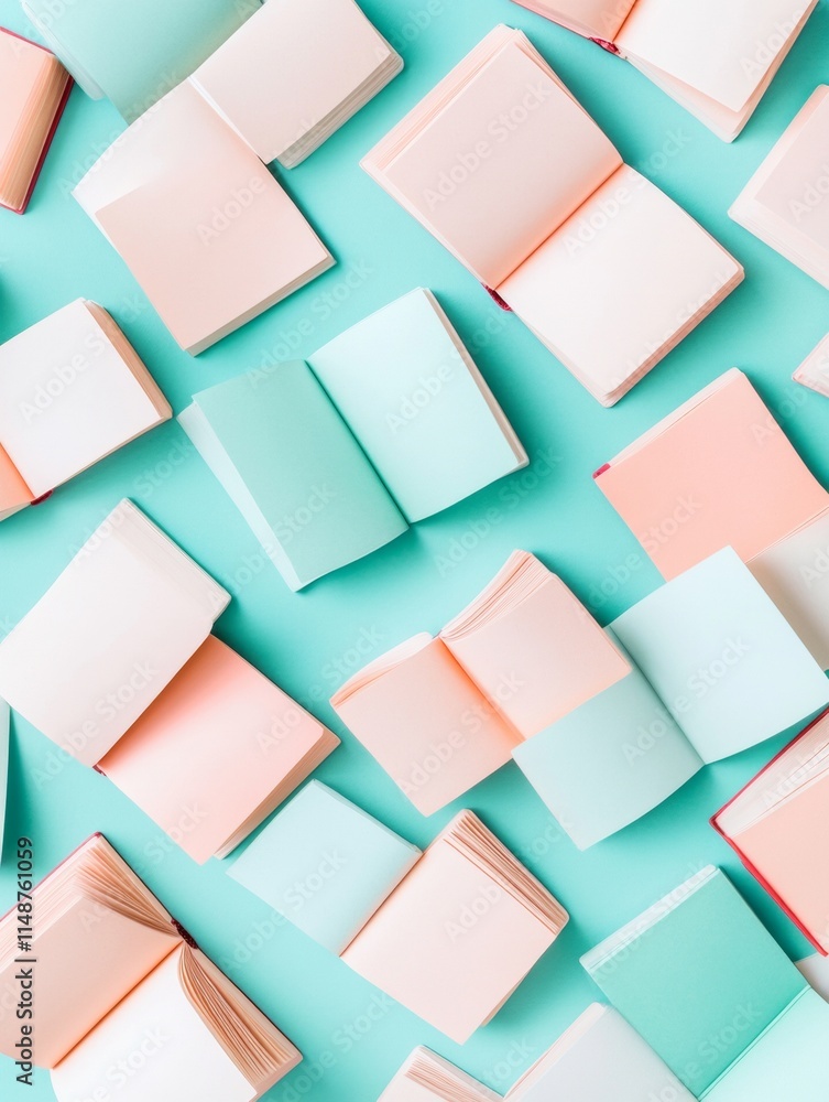 Poster abstract minimalism with open books on pastel background