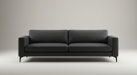 Obraz premium Modern Dark Gray Sofa, Front View