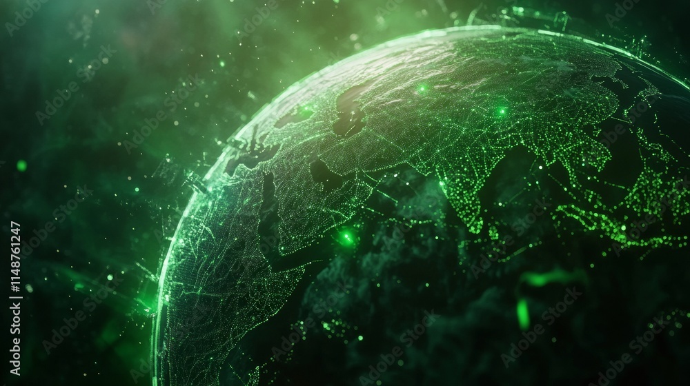 Poster map of the planet. global social network. future. vector.green futuristic background with planet ear