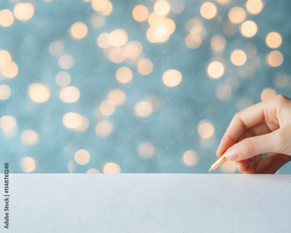 Poster serene note exchange in soft pastel light with blurred bokeh