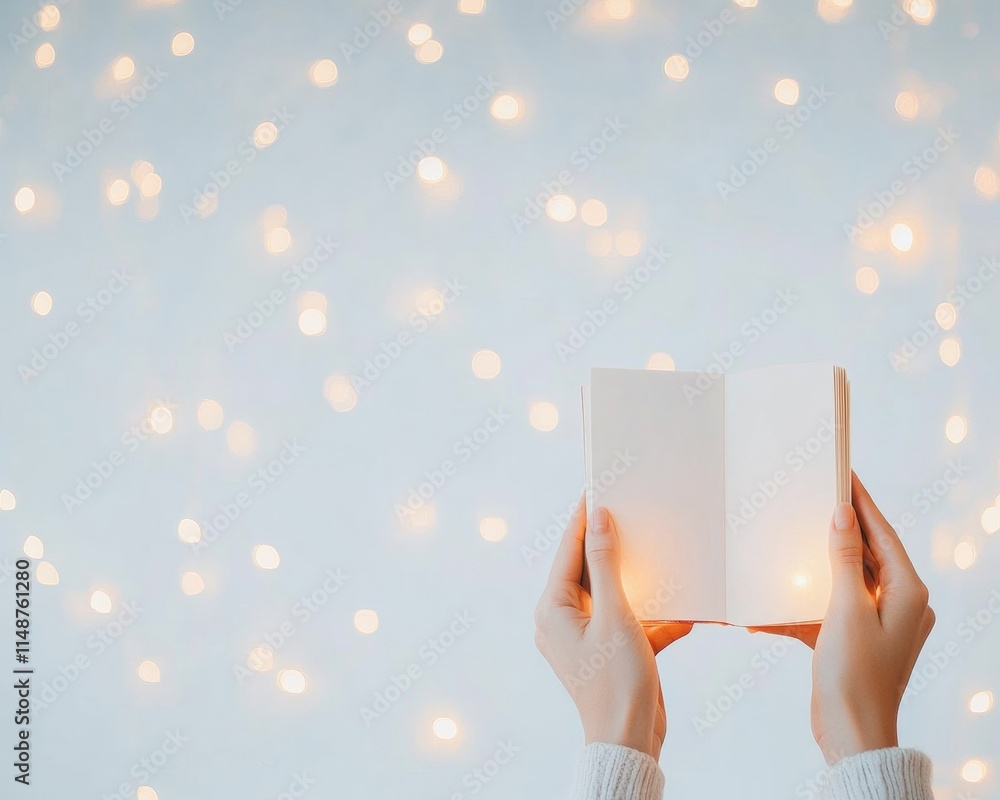 Aufkleber soft pastel study session open book and floating lights in minimalist blur