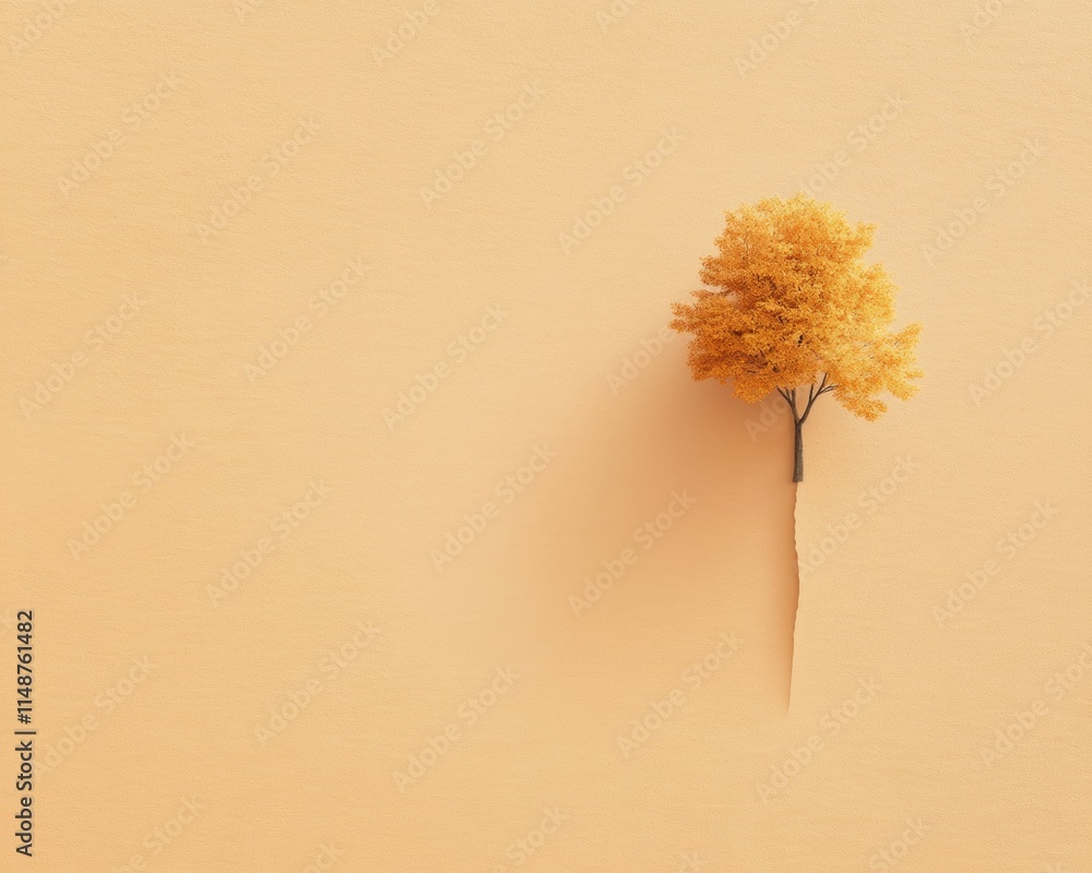 Aufkleber minimalistic autumn tree against soft earthy background