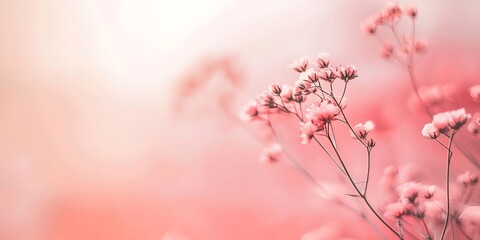 Fototapeta premium Delicate Pink Flowers in Soft Focus Background