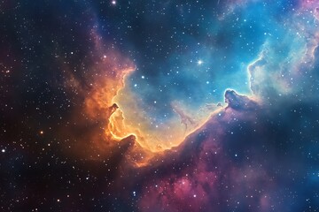 Cosmic Nebula Displays Vibrant Colors And Stars