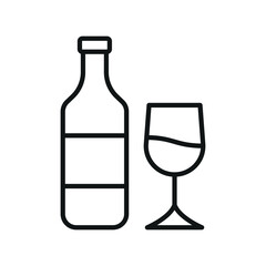 Wine bottle and glass icon features a sleek and sophisticated design