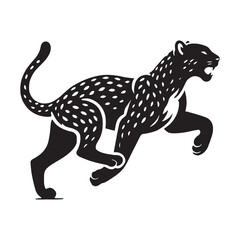 Minimalistic Running Leopard silhouette for digital art projects - Running Leopard black vector
