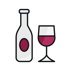 Wine bottle and glass icon features a sleek and sophisticated design