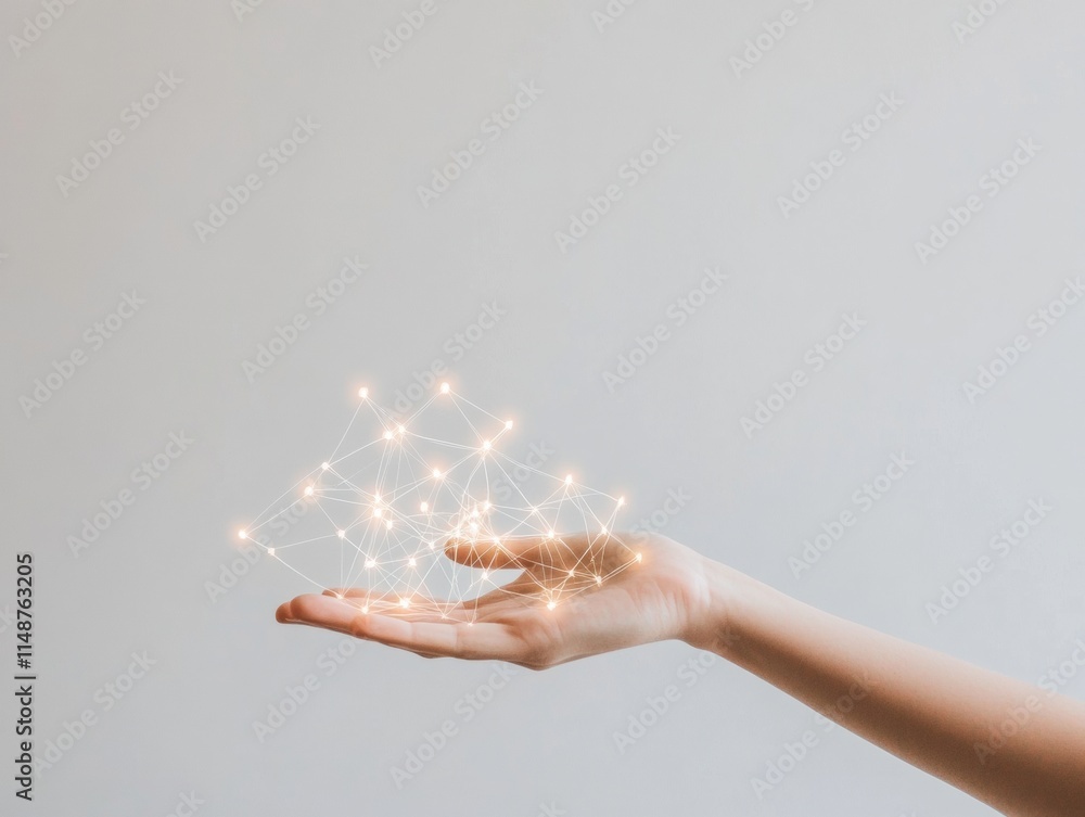 Fototapete transparent finance in minimalist style hands gesturing above blockchain nodes