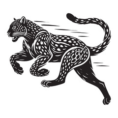 Detailed Running Leopard silhouette for unique artistic purposes - Running Leopard black vector
