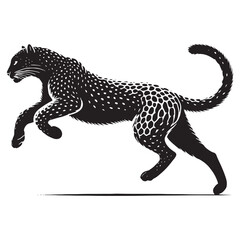 Powerful Running Leopard silhouette for modern digital designs - Running Leopard black vector
