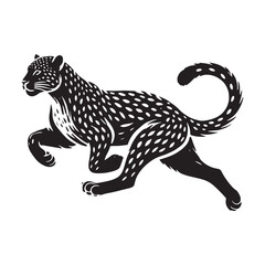 Unique Running Leopard silhouette for creative media - Running Leopard illustration - minimallest Running Leopard vector
