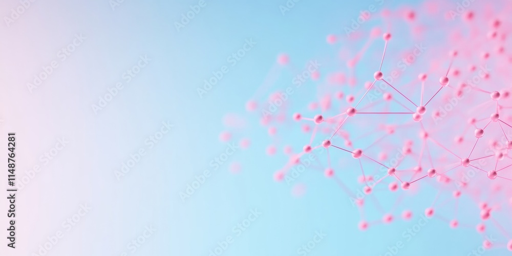 Poster abstract pastel network minimalist economic data visualization in soft pink and blue