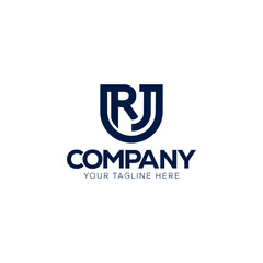 Monogram logo design of the letters RJ. 