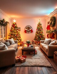 Cozy Christmas Lounge: A Full-View Design for the Holidays