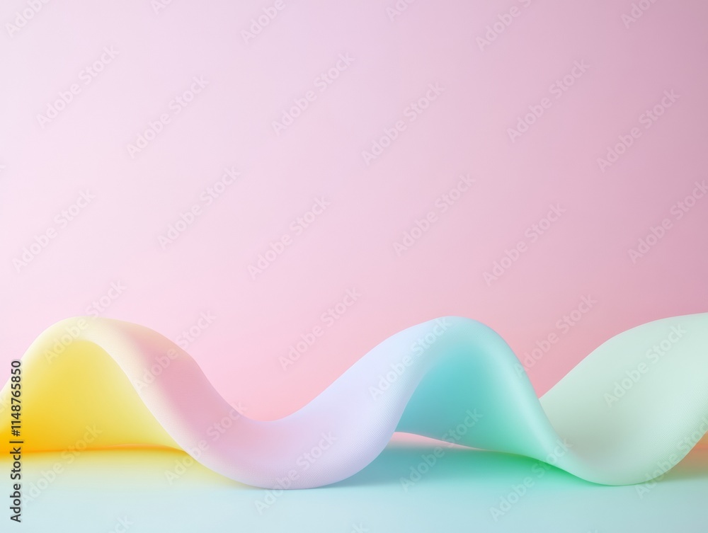 Poster pastel curves minimalist abstract design with geometric flow