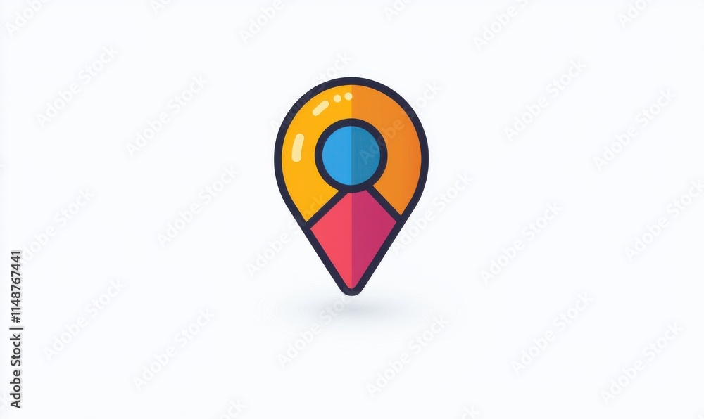 Poster colorful map location icon illustrating modern navigation concept