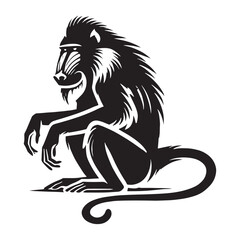 Stylish Mandrill silhouette for creative digital media - Mandrill illustration - minimallest Mandrill vector
