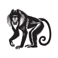 Minimalistic Mandrill silhouette for versatile design needs - Mandrill black vector
