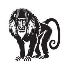 Stylish Mandrill silhouette for innovative design projects - Mandrill illustration - minimallest Mandrill vector

