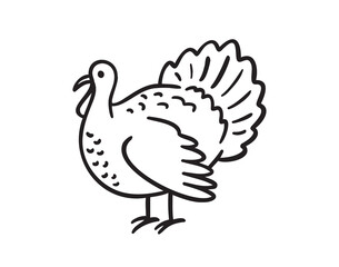 turkey bird doodle hand drawn icon. Outline drawing turkey bird line clipart symbol