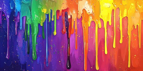 Vibrant Dripping Paint Abstract Colorful Artwork