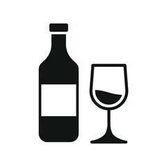 Wine bottle and glass icon features a sleek and sophisticated design