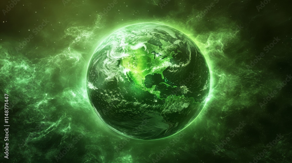 Poster map of the planet. global social network. future. vector.green futuristic background with planet ear