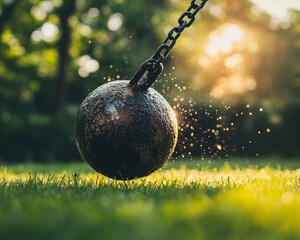 Dynamic Summer Workout Homemade Hammer Throw in Backyard Light