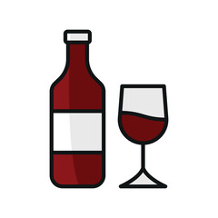 Wine bottle and glass icon features a sleek and sophisticated design