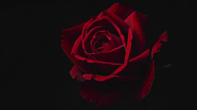 red rose bloom on black background