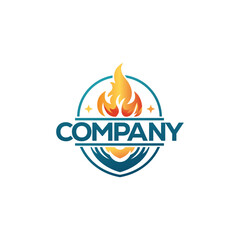 Logo design of a fire and ice emblem. 