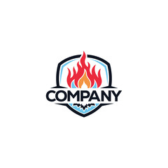 Logo design of a fire and ice emblem. 