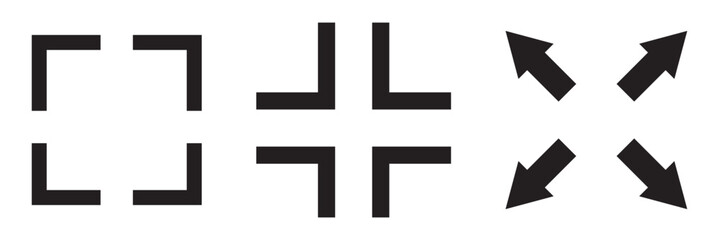 Fullscreen Icon vector isolated on white background. Expand to full screen icon. Fullscreen sign icon. Arrows symbol