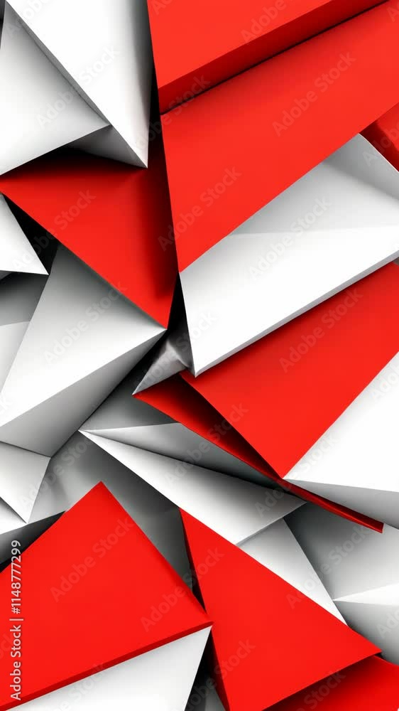 Aufkleber abstract paper folds in red and white colors creating a modern textured design with sharp angles and