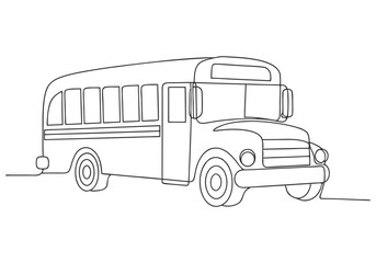Continuous One-Line Drawing of a School Bus - Minimalist Vehicle Art