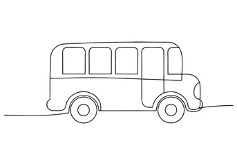 Continuous One-Line Drawing of a School Bus - Minimalist Vehicle Art