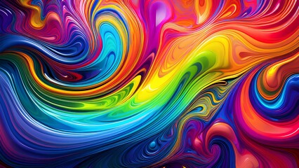 Background texture: multicolored waves, wavy lines. Psychedelic rainbow liquid background with bright colors.