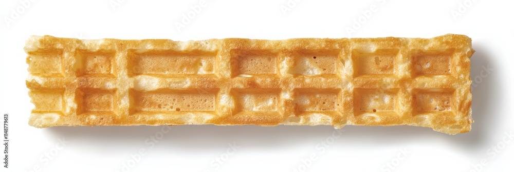 Poster a thin rectangular waffle with visible vanilla specks in its texture, isolated on white