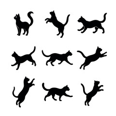 Set of Cat Silhouette Vector Illustration