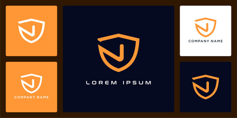 Unique shield with letters N logo design and icon