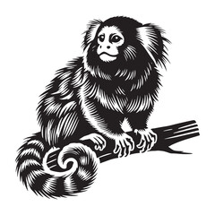 Stylish marmoset silhouette for modern artistic projects - Marmoset illustration - minimallest marmoset vector

