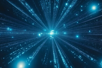 Naklejka premium An abstract digital banner featuring a data connection theme in blue and black colors