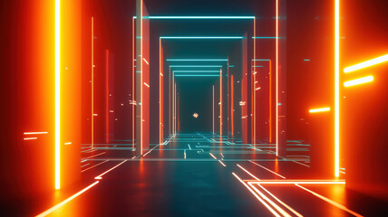 A clean, minimalist background featuring glowing circuit lines, abstract geometric shapes, and floating holographic elements, embodying cutting-edge technology.